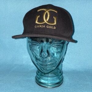 GANJA GOLD embroidered baseball cap snap back black gold size OSFA
